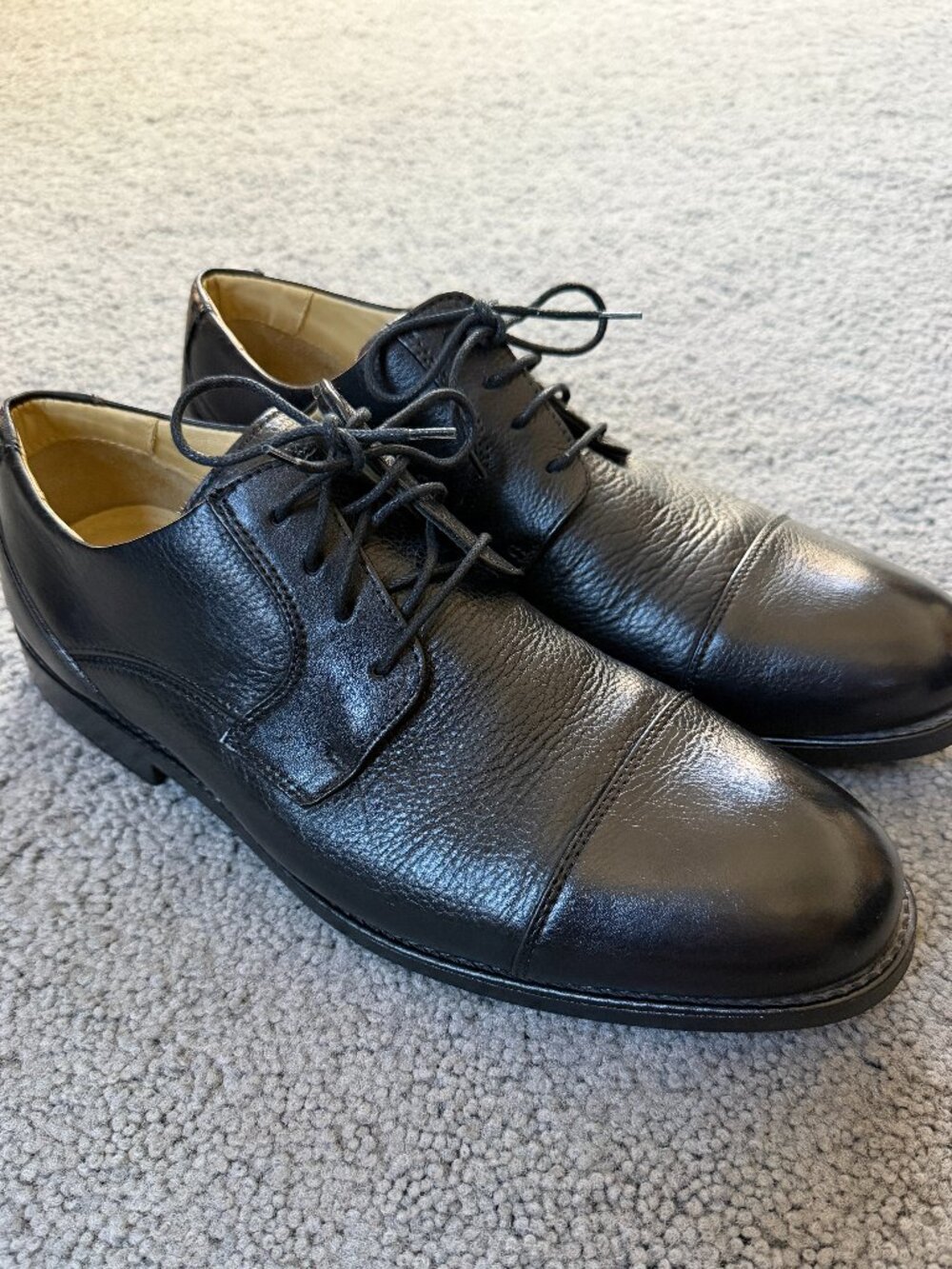 Studio Belvedere Duke Black Leather Cap Toe Oxfords Mens Dress Shoes Size 12 D